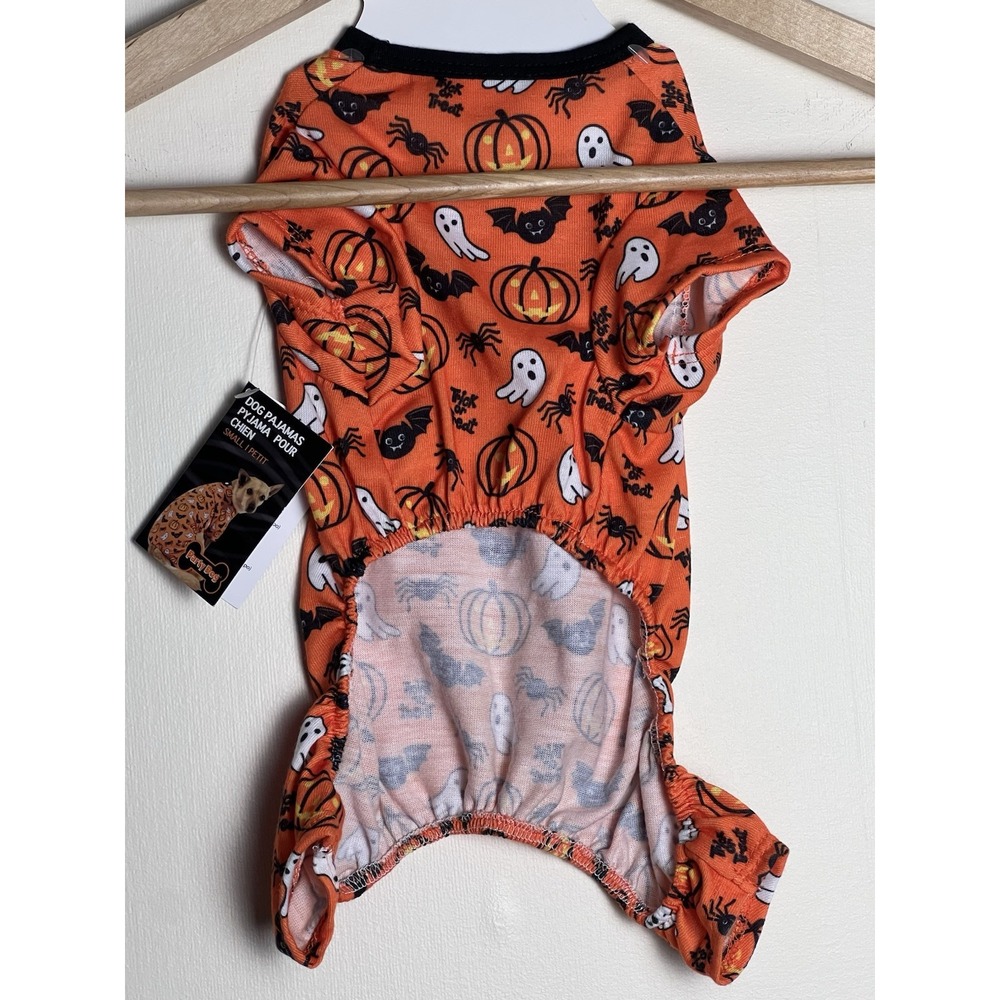 Party Dog Pajamas S/P Halloween Orange Black Pumpkin Ghost Dog Collar Gear Zone - Picture 6 of 16